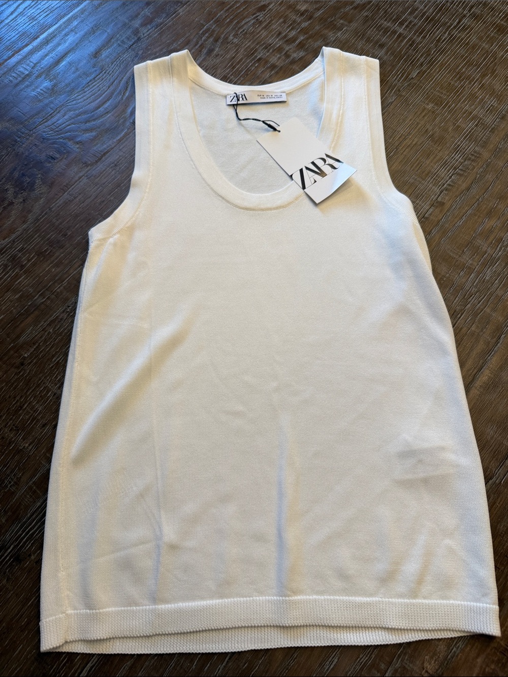 ZARA Cream Ribbed Hem Sleeveless sweater knit Top NWT